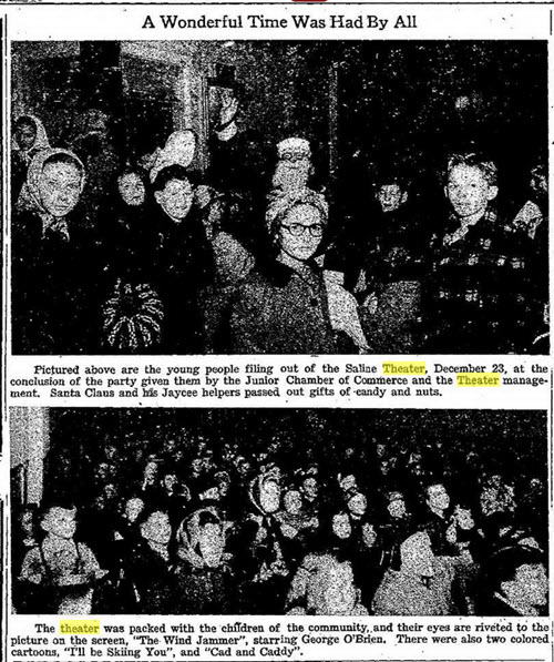 Saline Theatre - Jan 5 1950 Ad (newer photo)